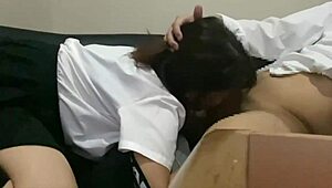 Japanese Amateur Couple Can't Hold Back and Starts Getting It On at Karaoke