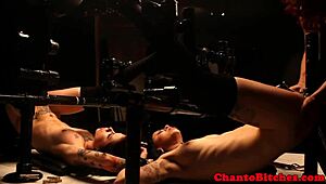 Imagine this lezdom mistress dominating bound submissives in intense bondage sessions