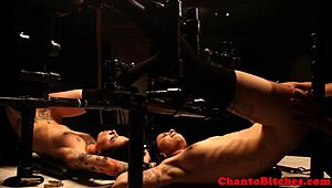 Imagine this lezdom mistress dominating bound submissives in intense bondage sessions