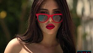 Sexy Teen Jane Wilde Undresses in Striptease, Revealing Big Butt and Hairy Pussy