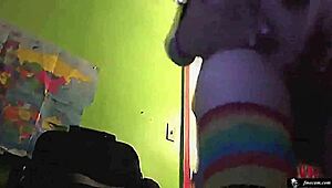 very cute emo teen bangs hard on webcam