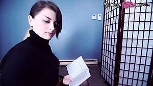 Intense clothed blowjob in stockings leads to swallowing cum from POV fucking. Ponytail girl handles it all.