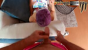 almost caught, i cum on girlfriend’s head playin games