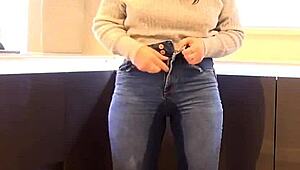 yo, just peeing all over my tight jeans pants