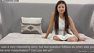 Flirtatious Sweetie Fingers Slim Slit Until She Reaches Climax