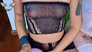 Latina Friends Play With Balloons And Tits Together