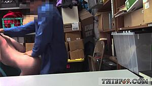 The police officer caught the teen suspect in the shop