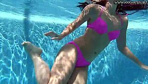 Hot russian jessica lincoln swims in pool