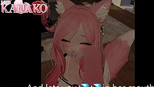 catgirl in anime cosplay outfit gives blowjob and gets cumshot on her big tits