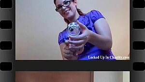 Femdom Teases Cock in Chastity Cage for Humiliation