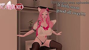 Cat Girl Rides Washing Machine Vibrator While You Stroke Big Cock Watching Her Anime Tits