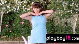 hey, check out all natural beauty claire sinclair stripping naked and showing her big tits in the fountain.