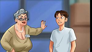 Summertime Saga: Old Woman Seduces Young Man for Hospital Store Room Sex