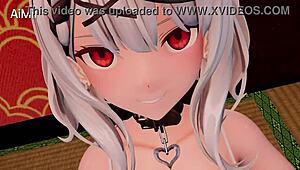 Naughty futa girl in doggystyle fucking with big cock and cum 😈