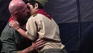 Scout Boys Damien and Serg Lose Virginity to Masters in Forest Camp