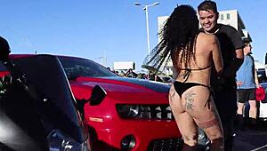 Darleen Davne participates in a car wash event in Calama, part 2