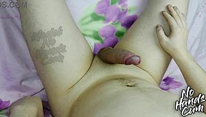 conversational-neutral big fat erection, orgasm lying down, no hands needed for cumshot