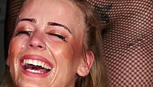 Flirty Bombshell Swallows Every Drop of Sperm Load on Face