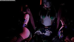 Kninebox 3D Anime: Lin Jingmei And Wu Yao In Cowgirl Position