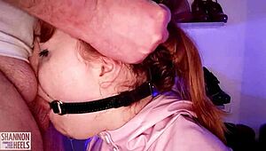 just chilling while shannon heels takes a SLOPPY FACE FUCK with that o-ring gag.