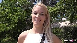 Saksalainen Scout poimii seksikkään PAWG Sharonin kovaan orgasmi castingiin