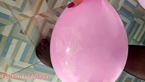 balloons and stockings create a mesmerizing bathroom scene