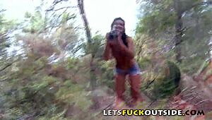 A busty girl gets a rough pounding let's have sex outdoors