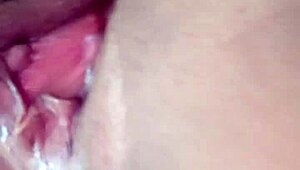 Prostitute shows her wet pussy dripping with cum