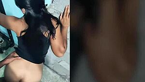 feeling intense passion fucking the latina brunette against the wall.