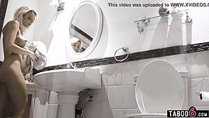 Horny husband bangs nanny April Olsen while wife Kenna James watches in shock.