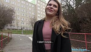 Public Agent Fucks Russian Shaved Pussy for Cash in Open