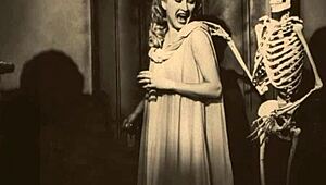 Vintage Halloween Porn with Hairy Beaver in Retro Antique Style Scene