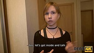 Debt4k SEX WITH LOAN SHARK Saves Russian Minx from Trouble with Shaved Pussy