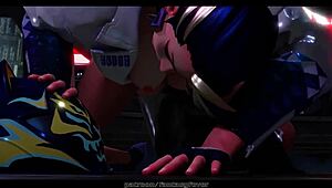 K/DA girls share a steamy lesbian moment in animation.