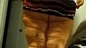 In slow motion, Misfitangel, the BBW star, engages in ass worshiping.