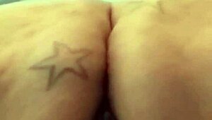 In slow motion, Misfitangel, the BBW star, engages in ass worshiping.