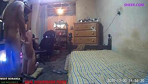 i fucked the bartender quick, sucking and cumming on her tits in the bedroom