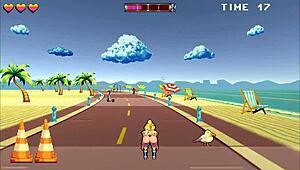 Roller Babe Bound in Outdoor BDSM with Muscular Guys on Beach