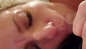 early morning, wife gives horny blowjob to her man