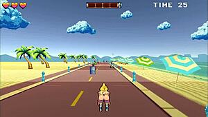 Roller Babe Bound in Outdoor BDSM with Muscular Guys on Beach