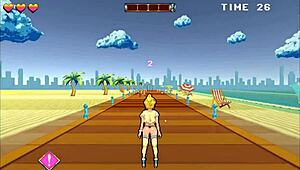 Roller Babe Bound in Outdoor BDSM with Muscular Guys on Beach