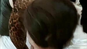 French amateur in black leather pants gets spanked and ass licked in doggystyle