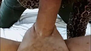 French amateur in black leather pants gets spanked and ass licked in doggystyle