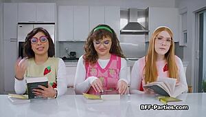 Nerdy Girlfriends Share Cocks in Book Club Foursome? Dancing and Blowjobs at Night Club!