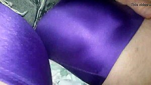 Teasing with a big spandex bulge in tight gear