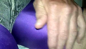 Teasing with a big spandex bulge in tight gear