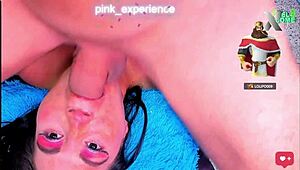 watch this milf swallow all of his best friend's cock upside down