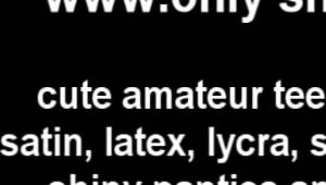 Feeling so sexy in these shiny gold PVC lingerie hugging my small tits.