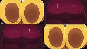 Foxy ass and Chica boobs get horny in anime hentai sex scene.