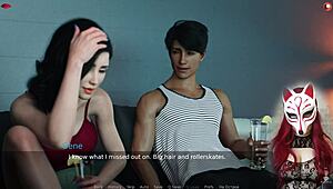 ms denvers shows off her big tits in panties in this cartoon game episode